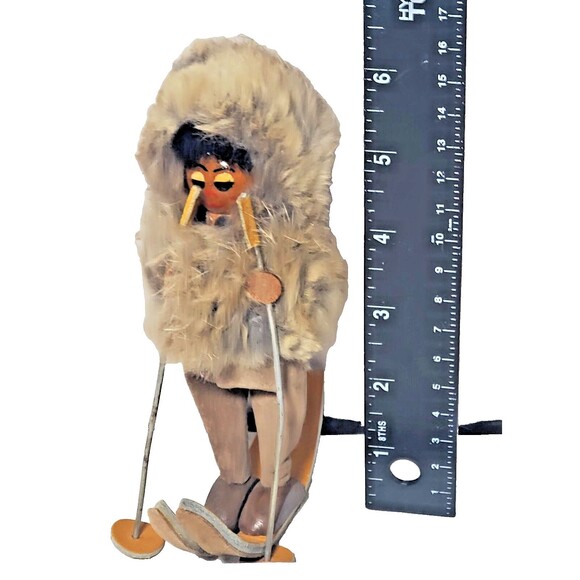 Vintage Polish Skier Doll Real Fur Hood Hand Painted Face Leather Suede - Picture 11 of 16
